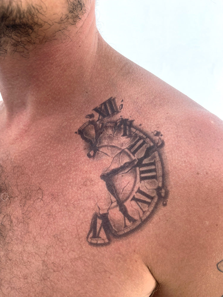 Tatuaje temporal de reloj roto – Tattooed Now