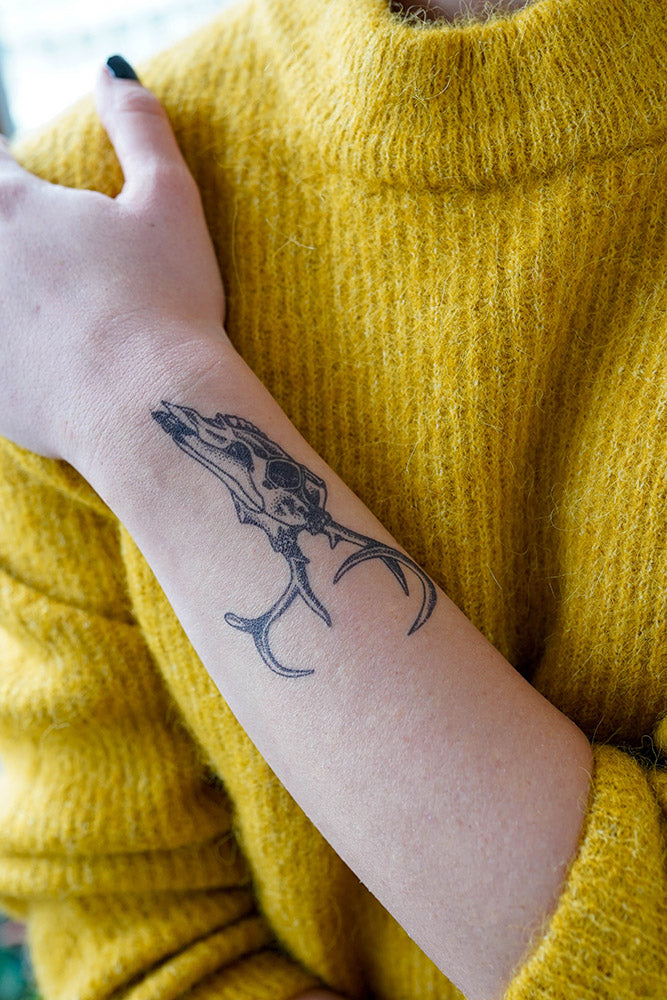 TATUAJE PUNTILLISTA DE CRÁNEO DE CIERVO