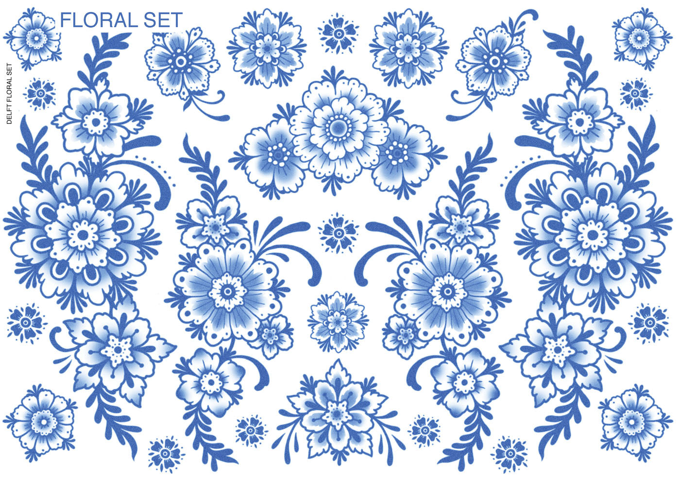 Delft Floral Ornaments Tattoo Set