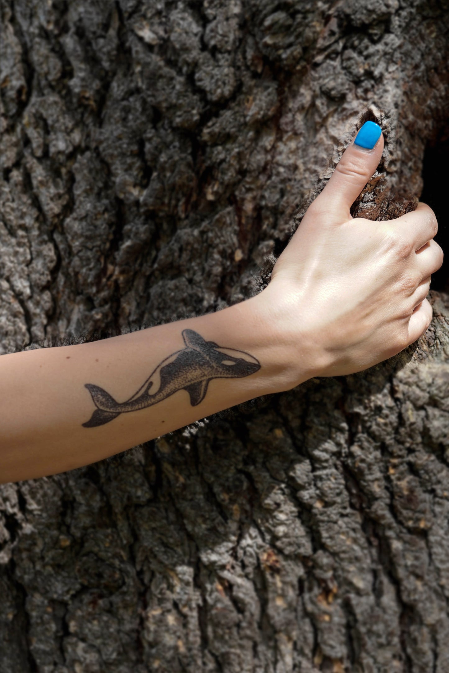 TATUAJE DE BALLENA ORCA EN PUNTILLISMO