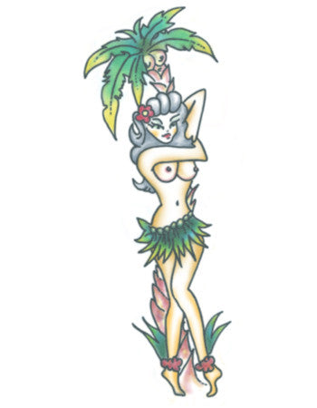 CHICA PIN-UP JUNTO A PALMERA