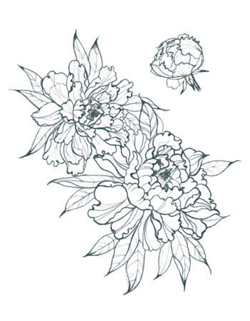 Peonies Outline Tattoo (Big)