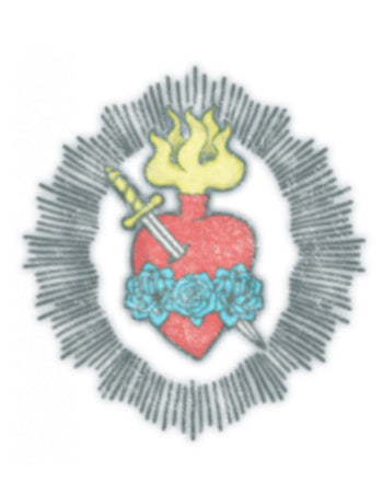 SAGRADO CORAZÓN CON ROSAS AZULES