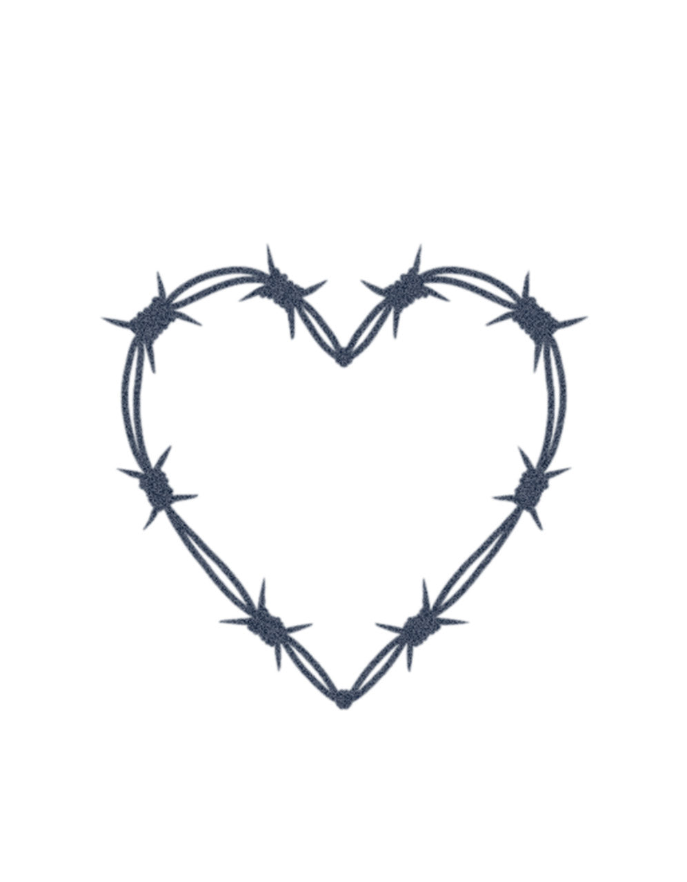Barbed wire heart temporary tattoo symbolising strength in love