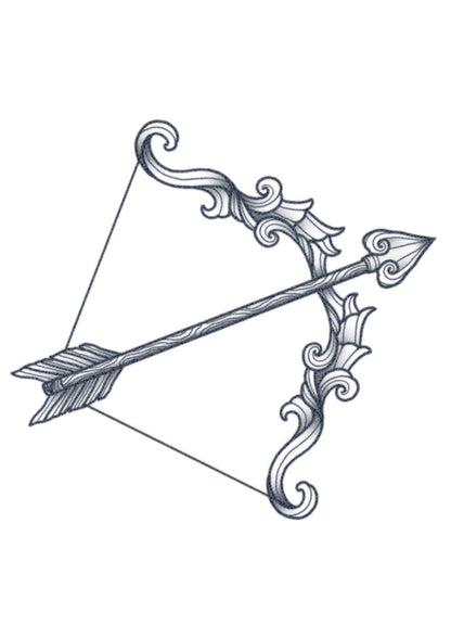 Bow and arrow temporary tattoo
