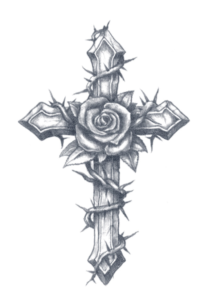 Cross With Rose and Thorns
