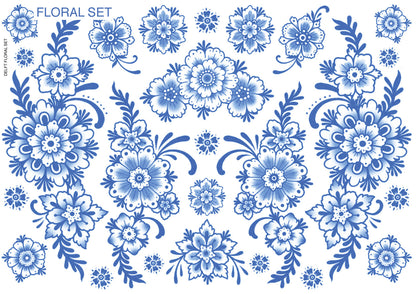 Delft Floral Ornaments Tattoo Set