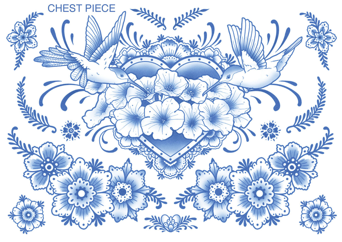 Delft Chest Piece Tattoo Set