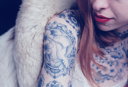 Delft Bird & Flower Tattoo Set - B