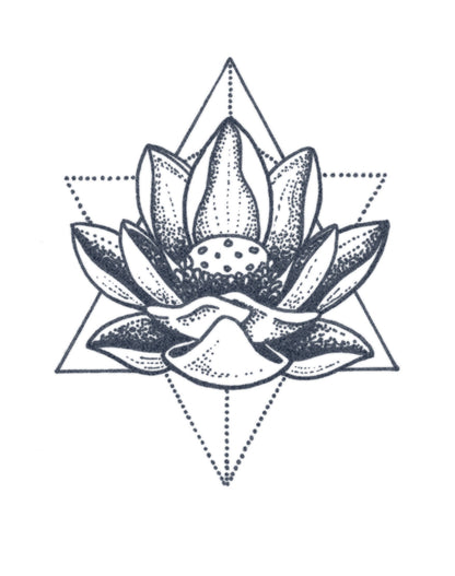 Dotwork Lotus Flower Tattoo