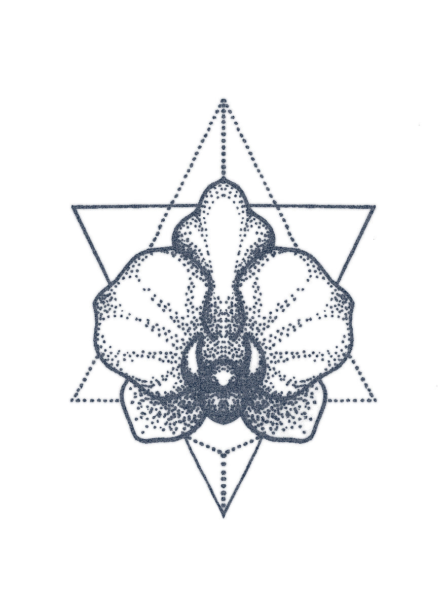 FLOR DE ORQUÍDEA EN PUNTILLISMO