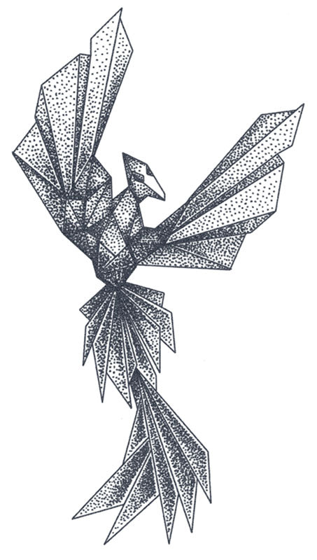 Geometric Dotwork Phoenix Bird