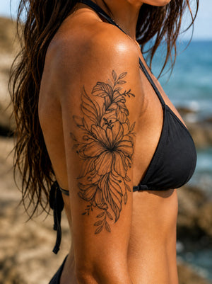 TATUAJE CON FLOR DE HIBISCO