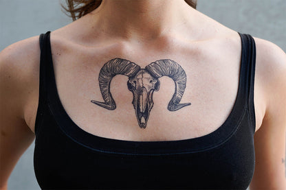 Dotwork Goat Skull Tattoo