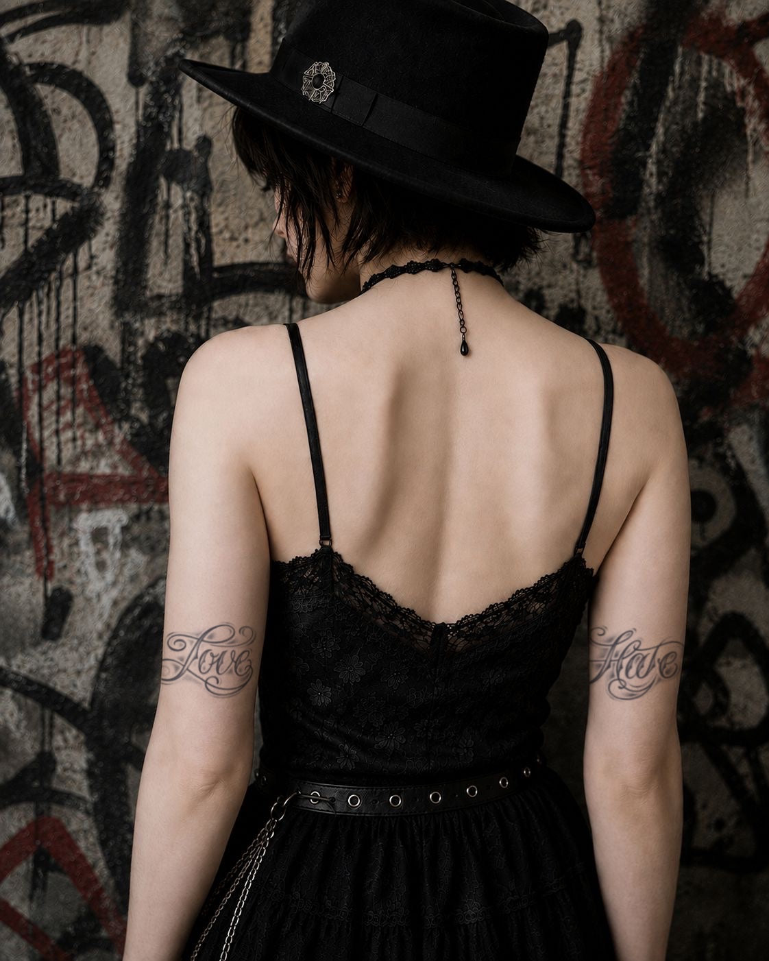 Love & Hate Script Tattoo