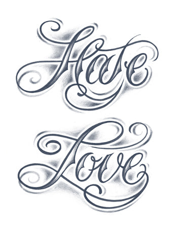 Love & Hate Script Tattoo