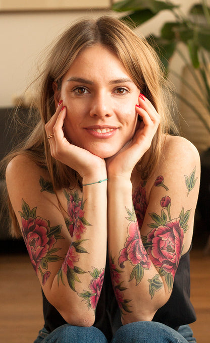 SET DE TATUAJES CON PEONÍAS MORADAS
