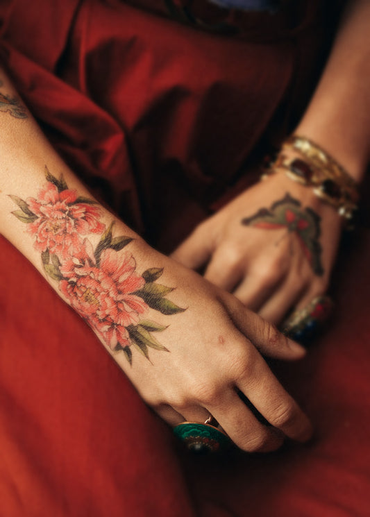 Peonies Colour Tattoo (Small)