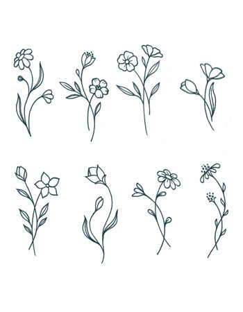 Conjunto de flores pequeñas 01