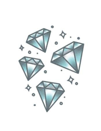 diamond tattoo, blue diamond with stars tattoo temporary tattoo