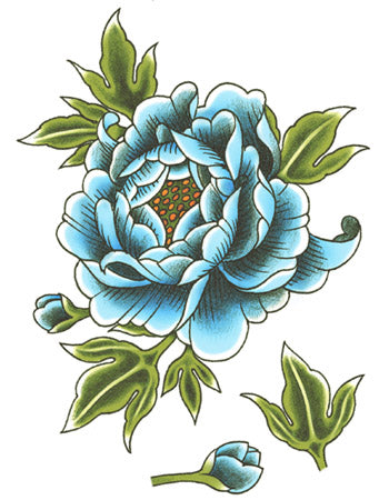 Blue Peonies Tattoo Set