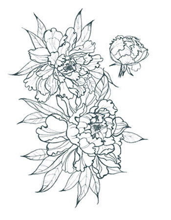 Peonies Outline (Small- Right Side)
