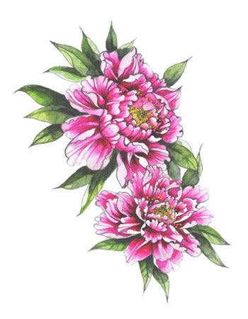 Peonies Colour Tattoo (Big)