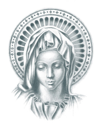 Realistic Virgin Mary Tattoo