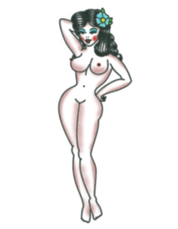 Pin-up girl temporary tattoo