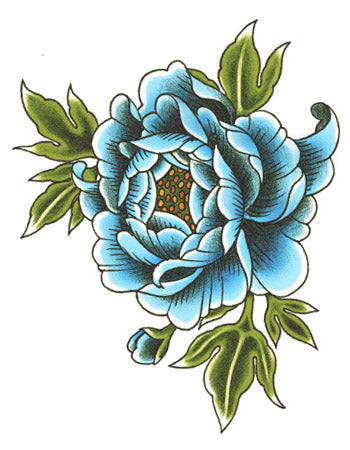 Blue Peonies Tattoo Set