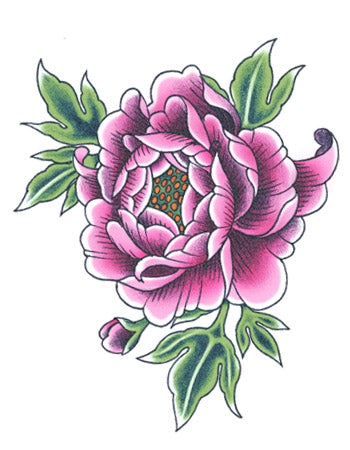 SET DE TATUAJES CON PEONÍAS MORADAS