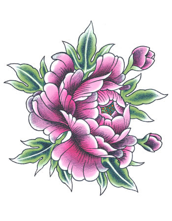 SET DE TATUAJES CON PEONÍAS MORADAS