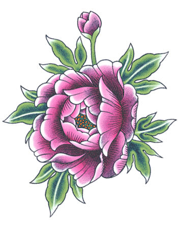 SET DE TATUAJES CON PEONÍAS MORADAS