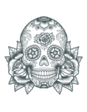 Sugar Skull With Roses BW