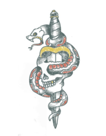 Traditional Skull And Dagger with Snake