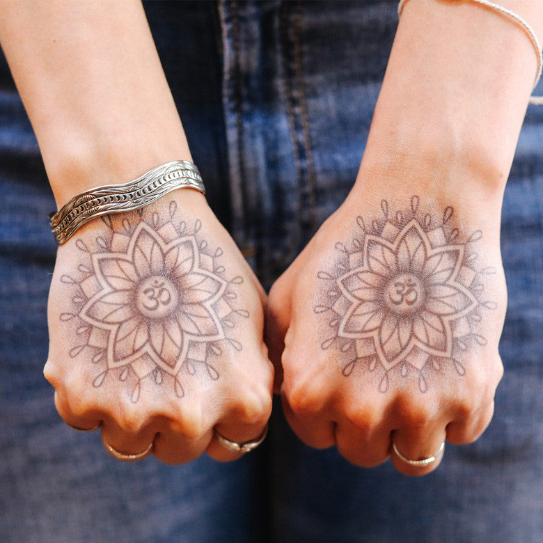 mandala om tattoos hands