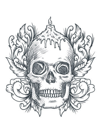 Skull candle temporary tattoo