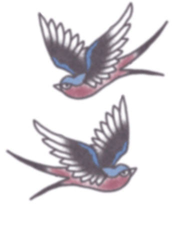 Vintage Red/Blue Swallows